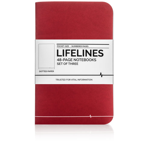 Lifelines Dotted Grid Notebooks | Red, Set of 3