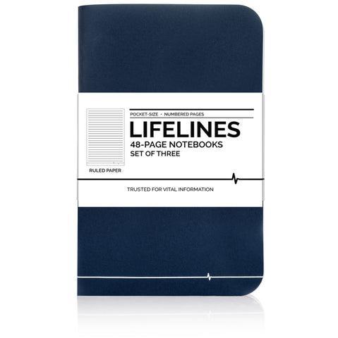 Lifelines Ruled Notebooks | Blue, Pack of 3