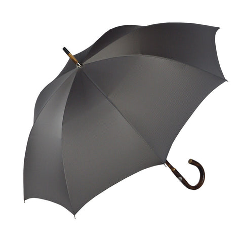 Ombrelli Handcrafted Umbrella with Wood Handle - Gray Herringbone