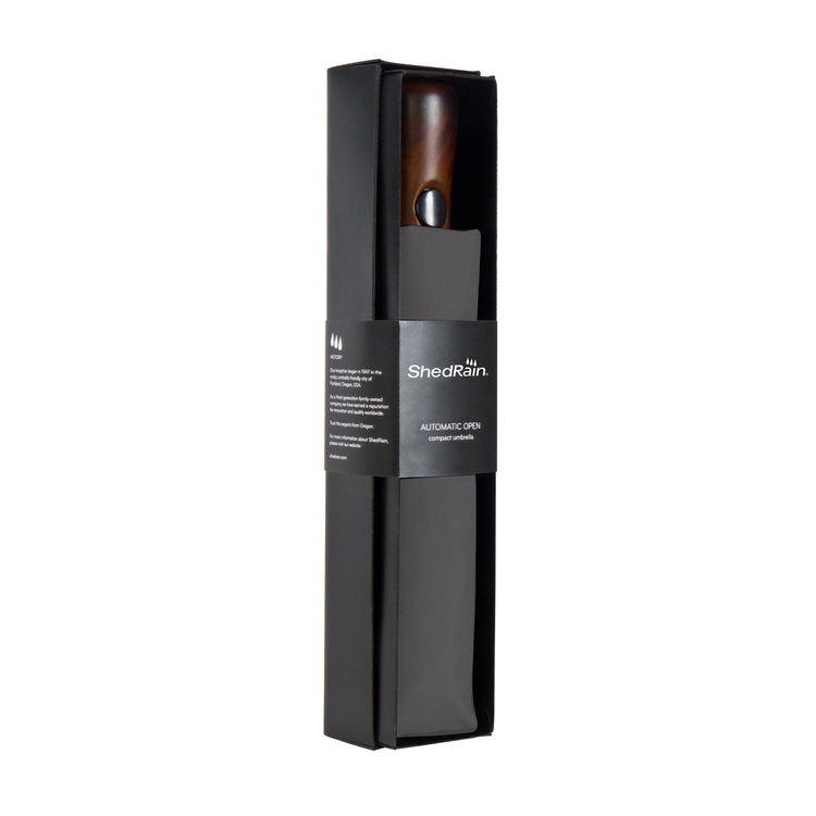 ShedRain Boxed Wooden Auto Open Umbrella - Charcoal