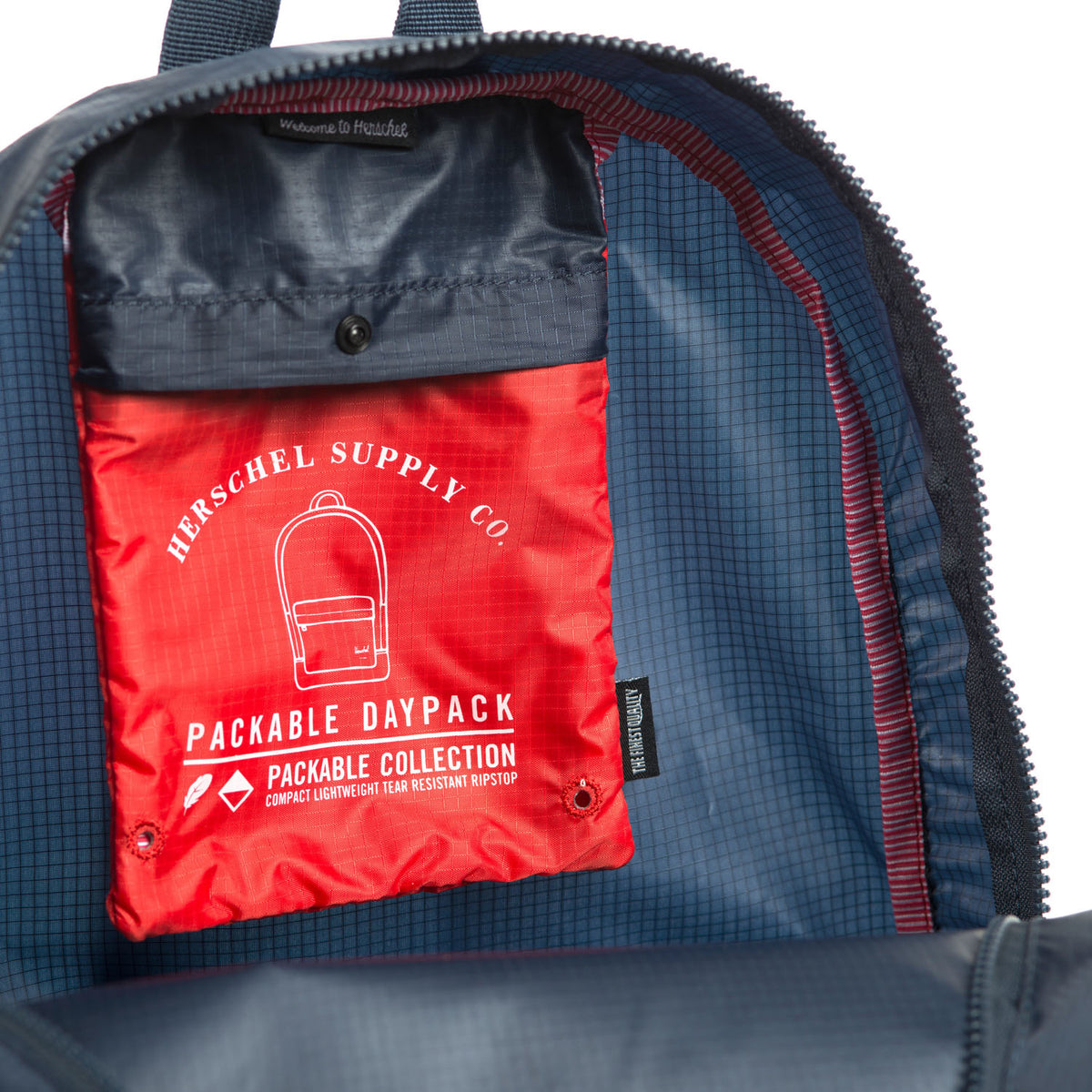 Herschel Packable Backpack - Navy & Red