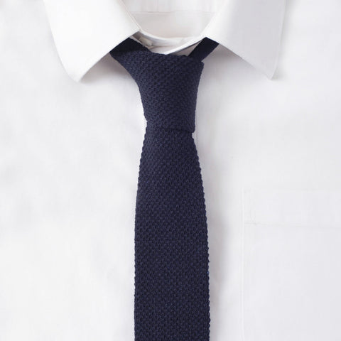 Knit Cotton Navy Tie