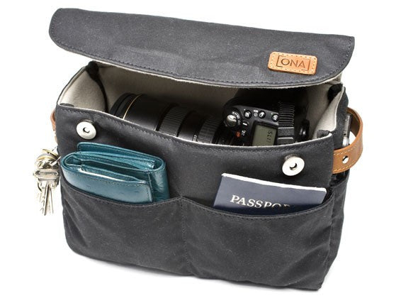 Ona Roma Camera Insert & Bag Organizer- Black :: Maxton Men