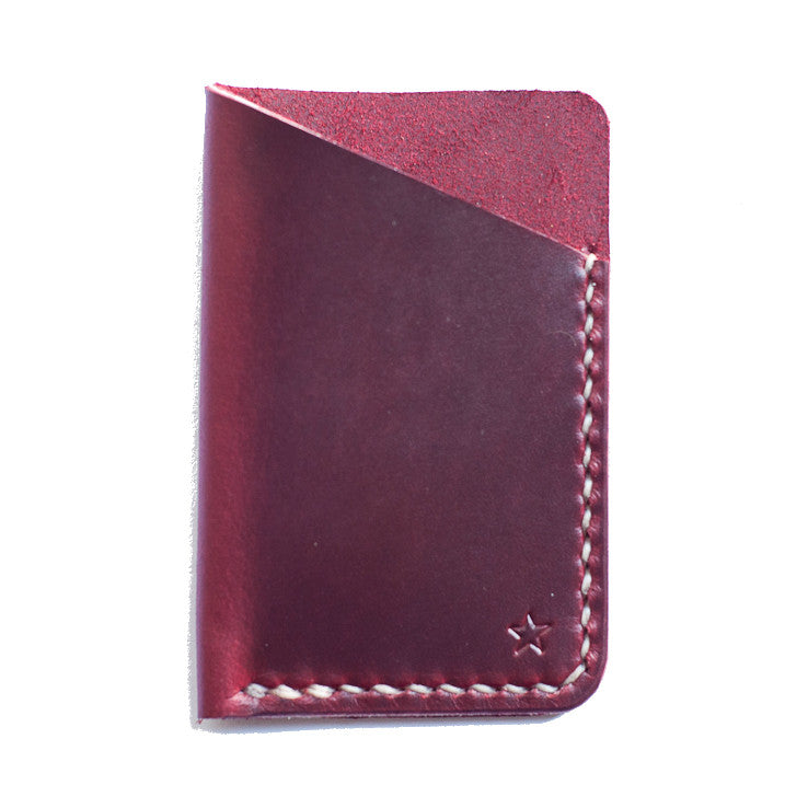 One Star Leather Minimalist Wallet - Burgundy