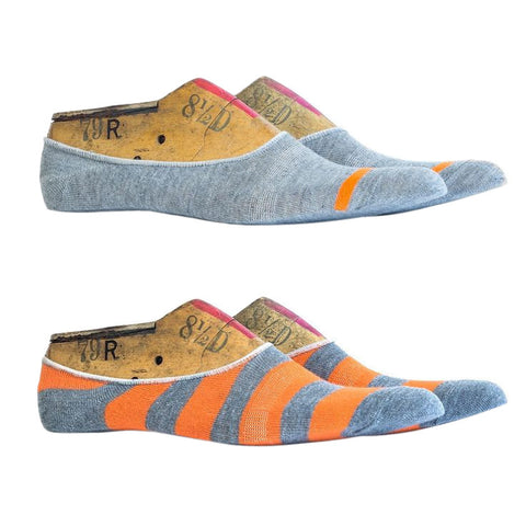 Richer Poorer No Show Socks 2 Pack - Grey & Orange