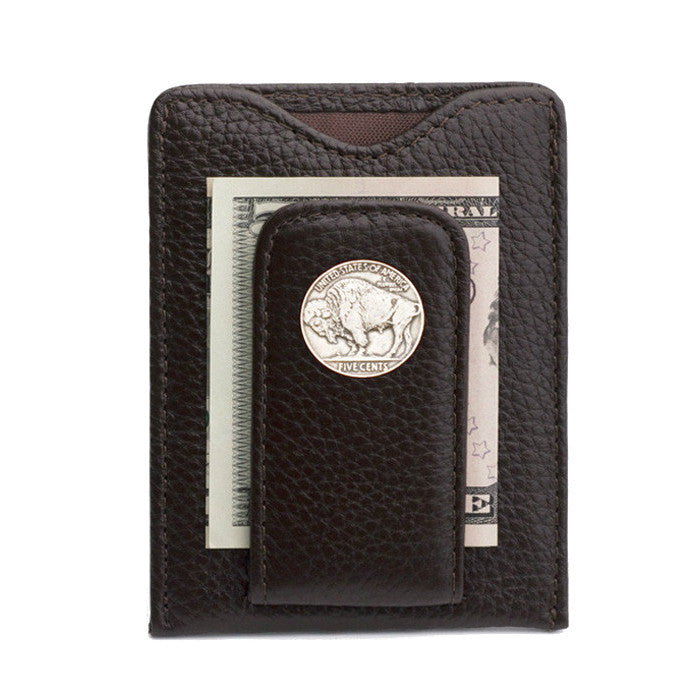 Tokens & Icons Buffalo Nickel Money Clip Wallet Brown