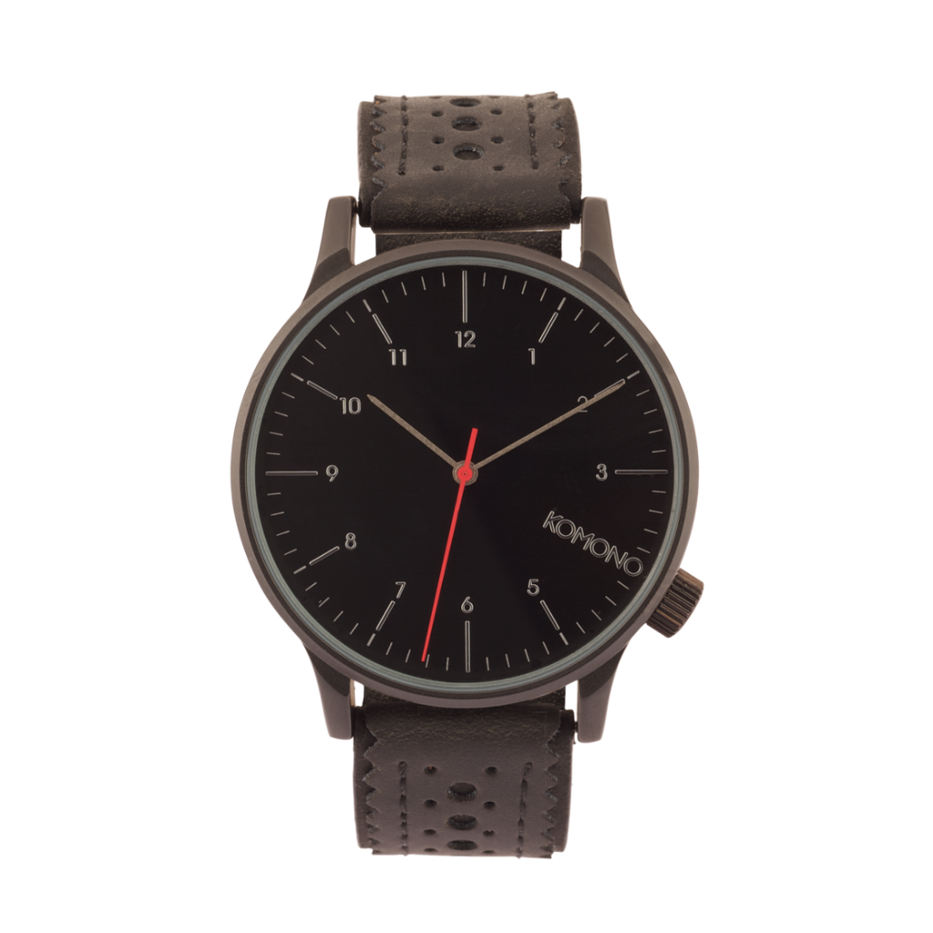 Komono Winston Brogue Jet Black Watch :: Maxton Men Komono Winston Brogue Jet Black Watch :: Maxton Men