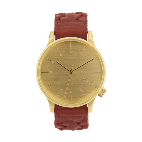 Komono Winston Woven Burgundy Watch