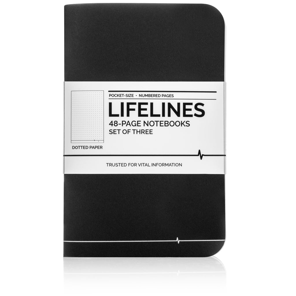 Lifelines Dotted Grid Notebooks | Black, Set of 3