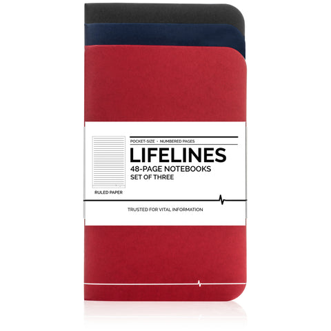 Lifelines Ruled Notebooks | Variety, Pack of 3