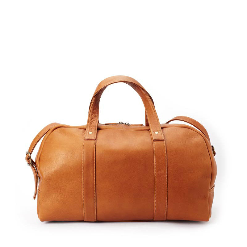 Nicole Military Leather Duffle Bag Tan