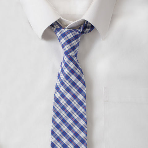 Cotton Blue & Red Plaid Tie