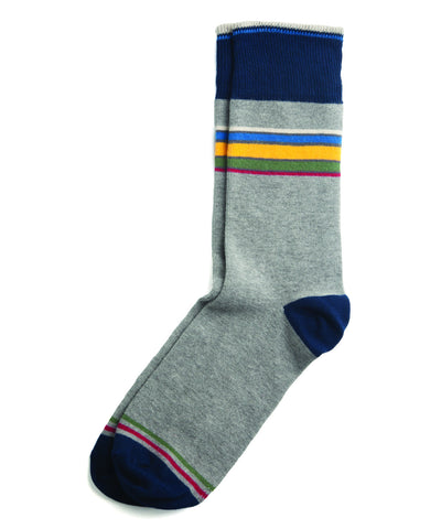 Multistripe Grey Crew Socks