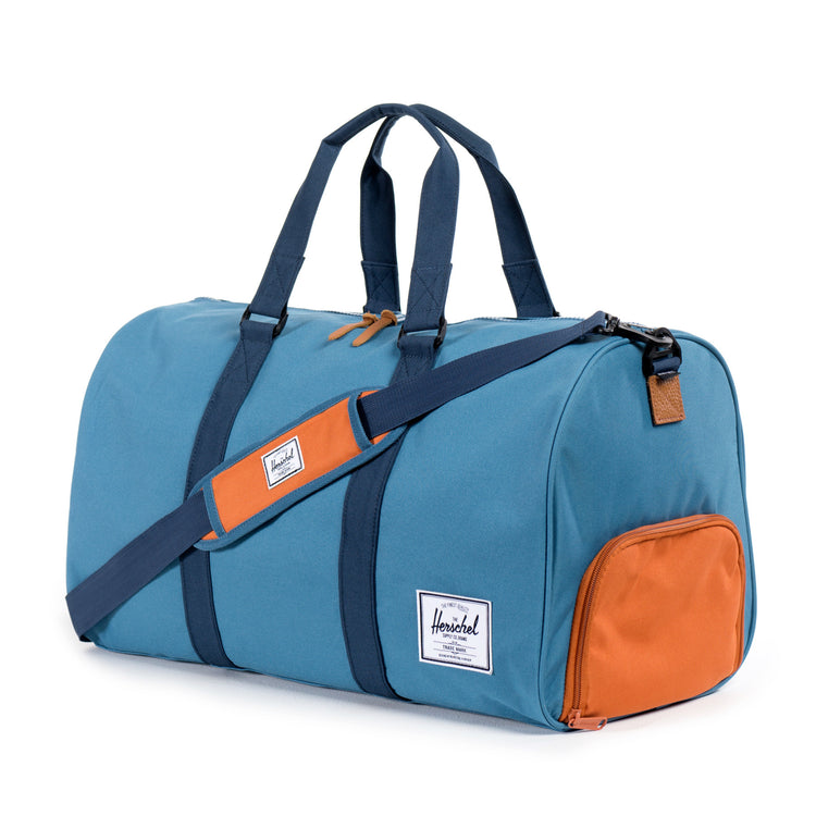 Herschel Supply Novel Duffel Bag - Cadet Blue, Carrot & Navy Side