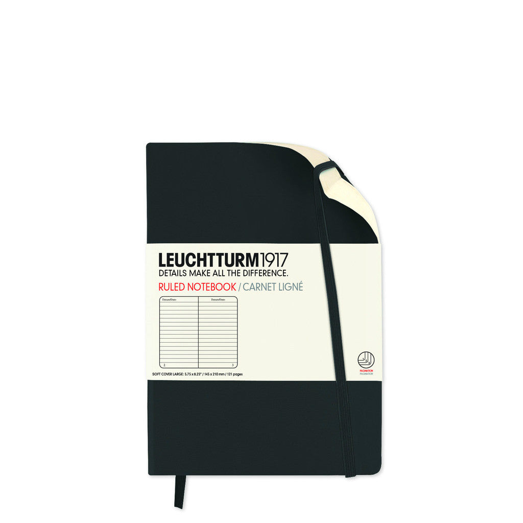Leuchtturm 1917 Pocket Notebook Soft Black Ruled