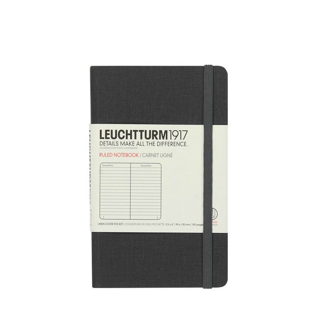 Leuchtturm 1917 Ruled Pocket Notebook Grey Linen