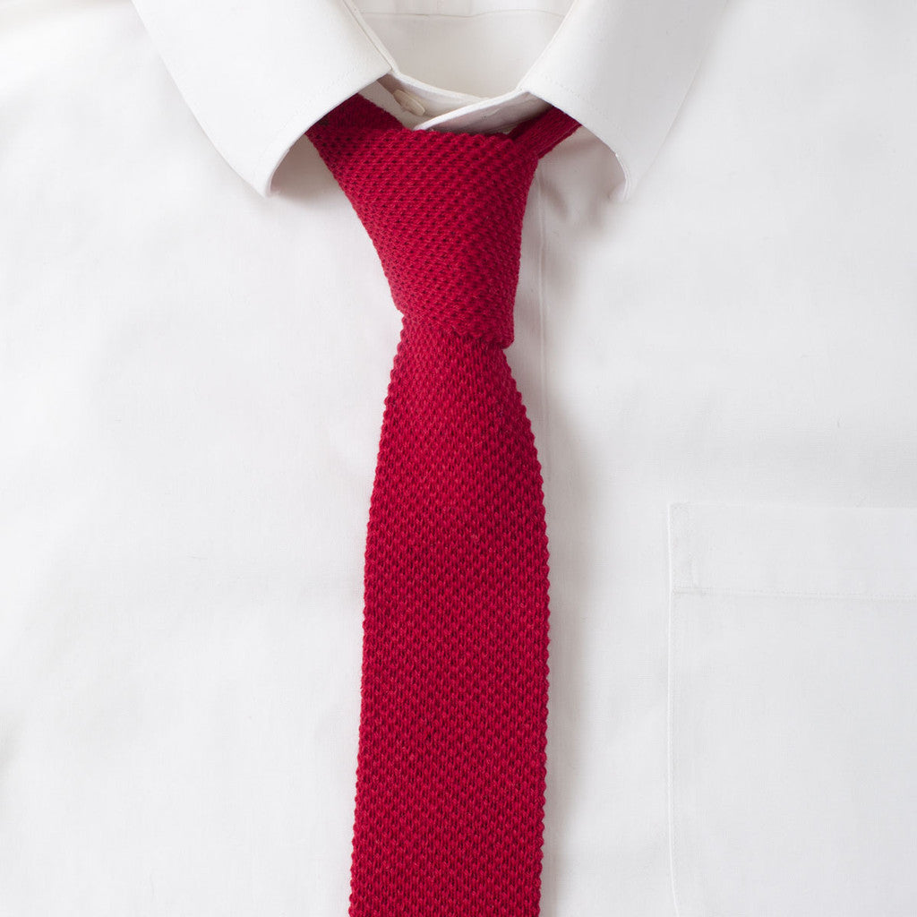 Knit Cotton Fire Red Tie