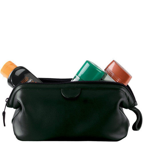 Genuine Leather Toiletry Bag - Black