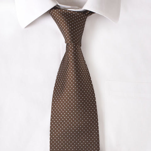 Silk Chocolate Pindot Tie