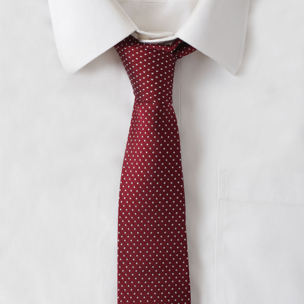 Silk Crimson Pindot Tie