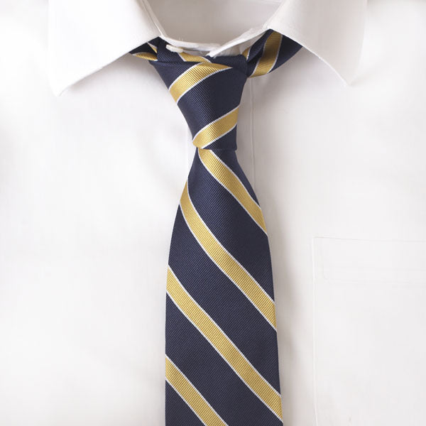Silk Navy & Gold Stripe Tie