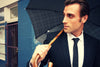 Ombrelli Handcrafted Umbrella with Wood Handle - Midnight Pin Stripe