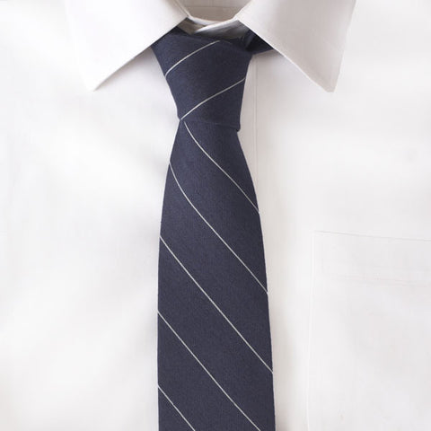 Wool Navy Stripe Tie